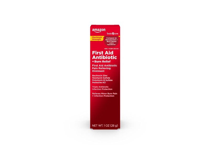 Amazon Basic Care First Aid Antibiotic + Burn Relief Ointment, 1 oz/28 g