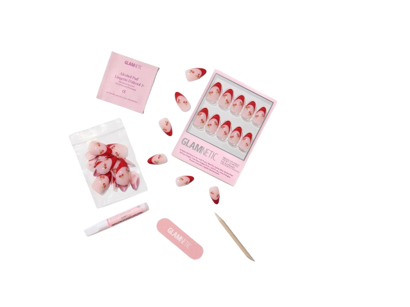 Glamnetic Short Almond Press On Nails, 1C-Cherry Bomb, 0.07 fl oz/2 mL