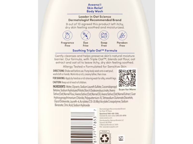 Aveeno Body Wash, 33 fl oz/975 mL