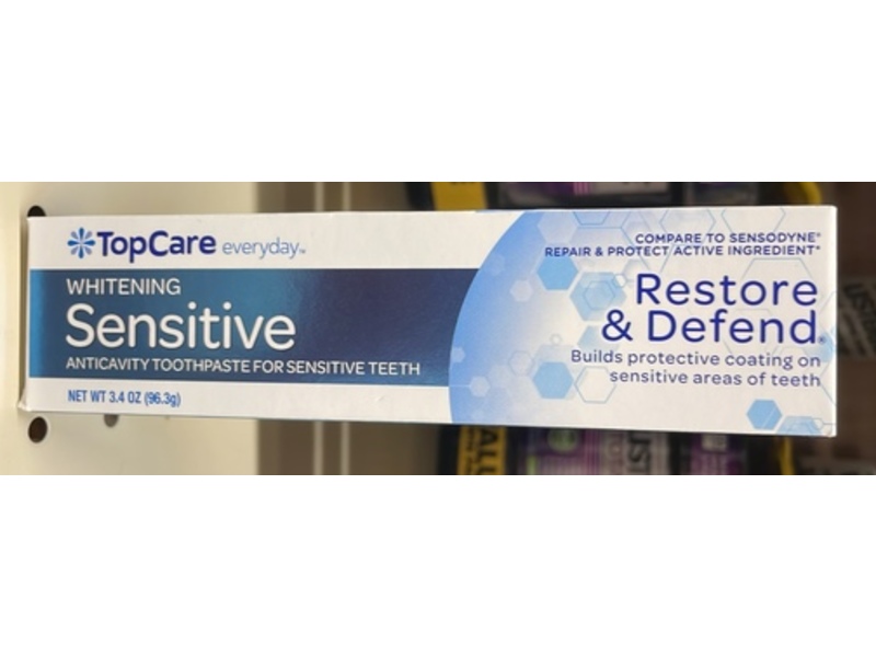 Topcare Whitening Sensitive Anticavity Toothpaste, Restore & Defend, 3.4 oz/96.3 g