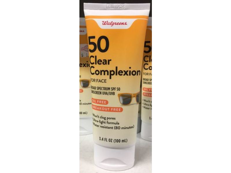 Walgreens Clear Complexion Sunscreen, SPF 50, 3.4 fl oz/100 mL