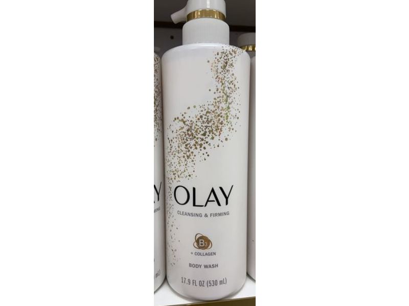 Olay Cleansing & Firming Body Wash, Vitamin B & Collagen, 17.9 fl oz / 530 ml.