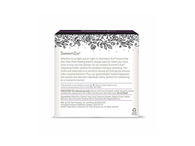 Summer's Eve Date Night Feminine Cleansing Cloths, Pre/Post-Intimacy Cleansing, 16 Count