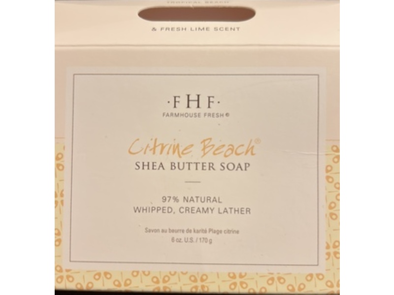 FHF Farmhouse Fresh Soap Bar, Citrine Beach Shea Butter, 6 oz/170 g