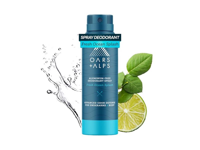Oars + Alps Aluminum-Free Deodorant Spray, Fresh Ocean Splash, 3.4 oz/100 mL