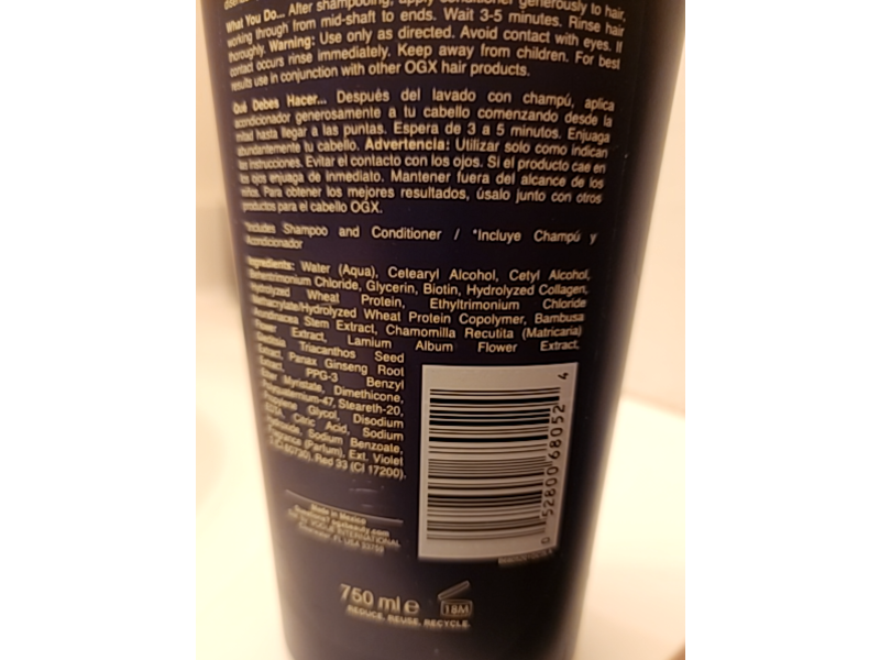 Ogx Extra Strength Volume+ Conditioner, Biotin & Collagen, 25.4 fl oz/750 mL