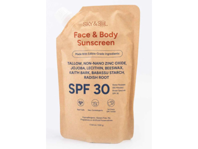 Sky & Sol Face & Body Sunscreen, SPF 30, 17.64 oz/500 g
