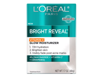 Loreal Paris Bright Reveal Glow Moisturizer, Vitamin C, 1.7 oz/48 g