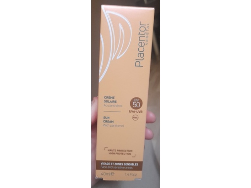 Placentol Vegetal Sun Cream, Panthenol, SPF 50, 1.4 fl oz/40 mL