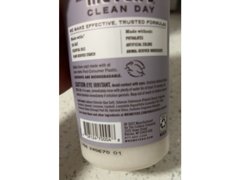 Mrs. Meyer's Clean Day Laundry Scent Booster, Lavender Scent, 2 oz/510 g