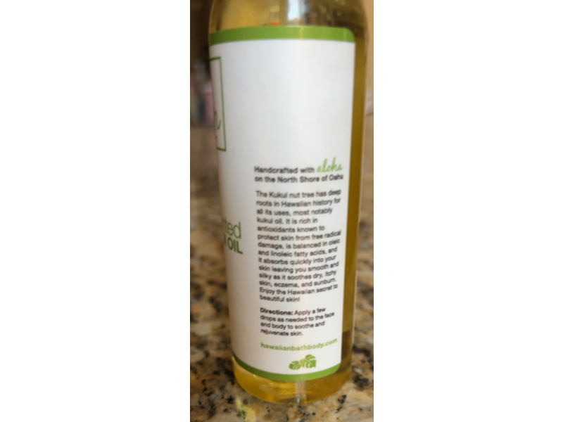 Hawaiian Bath & Body Unscented Kukui Oil, 4 fl oz/118 mL