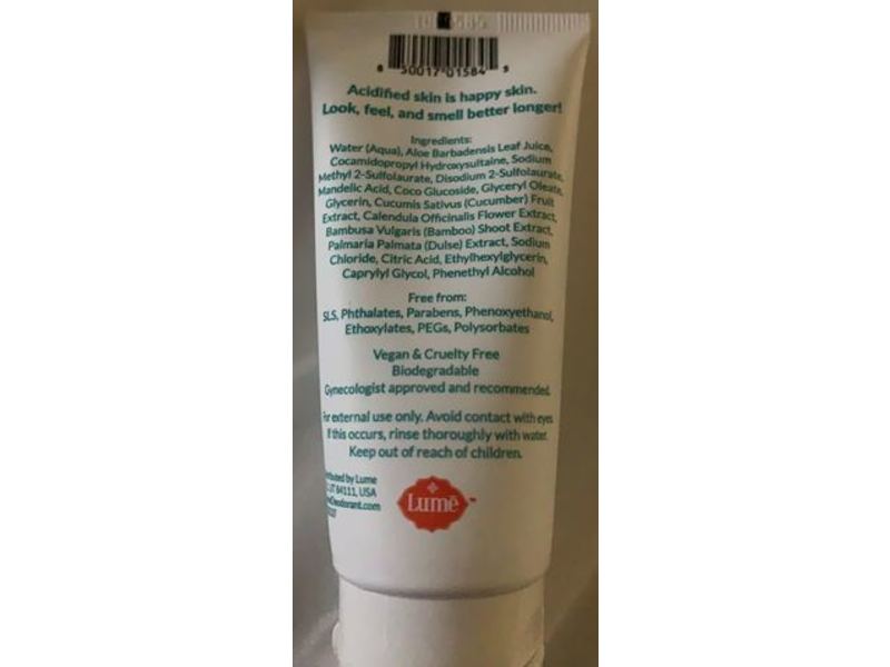 Lume Acidified Body Wash, Unscented, 2 fl oz/59 mL