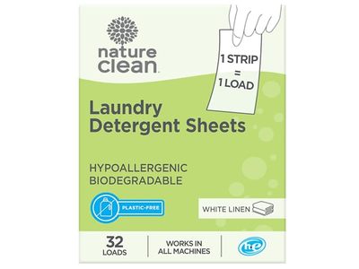 Nature Clean Non-Toxic Laundry Detergent Sheets, White Linen, 32 Loads