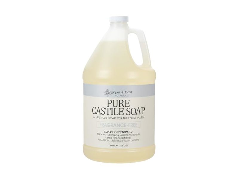 Ginger Lily Farms Botanicals Pure Castile Liquid Soap, Fragrance Free, 3.78 L