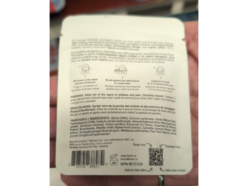 Tanit Toothpaste Tablets, Aloe Vera + Tea Tree & Xylitol, 22 g, 62 Count