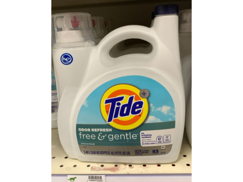 Tide Odor Refresh Free & Gentle Laundry Detergent, Unscented, 83 Loads, 117 fl oz/3.46 L
