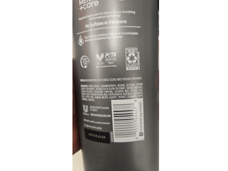 Dove Men+Care Body+Face Wash, Midnight Classico, 18 fl oz/532 mL, Pack Of 4
