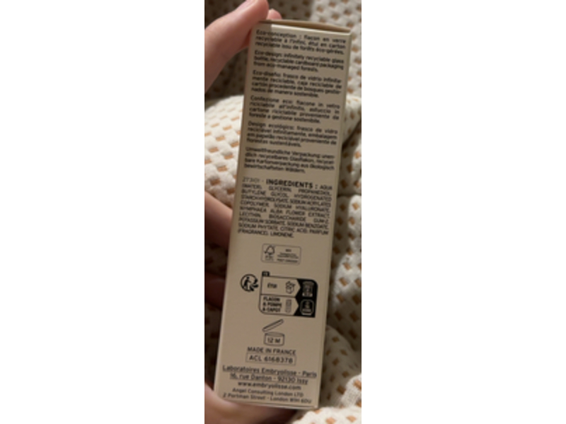 Embryolisse Moisturizing Booster Hydra Facial Serum, White Nymphaea-Hyaluronic Acid, 1.01 fl oz/30 mL