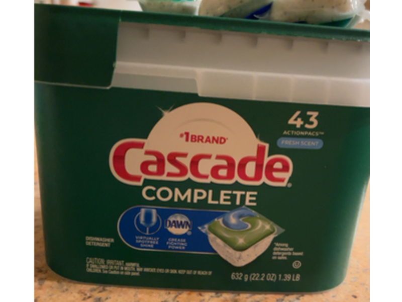 Cascade Complete Dishwasher Detergent, Fresh, 43 Pacs, 22.2 oz/632 g