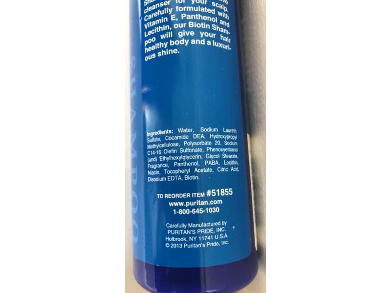 Puritan's Pride Biotin Shampoo, Vitamin E & lecithin, 12 fl oz/354 mL