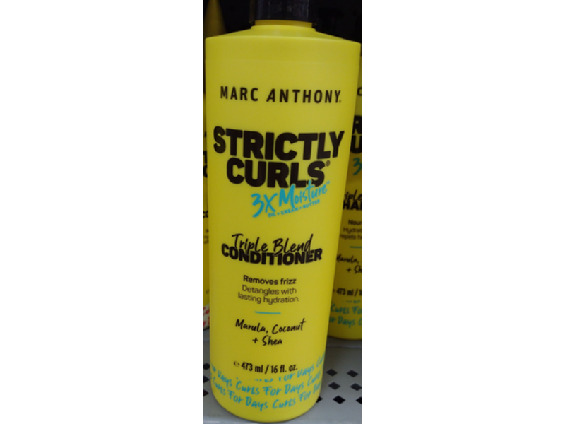 Marc Anthony Strictly Curls 3X Moisture Triple Blend Conditioner, Marula, Coconut + Shea, 16 fl oz/473 mL