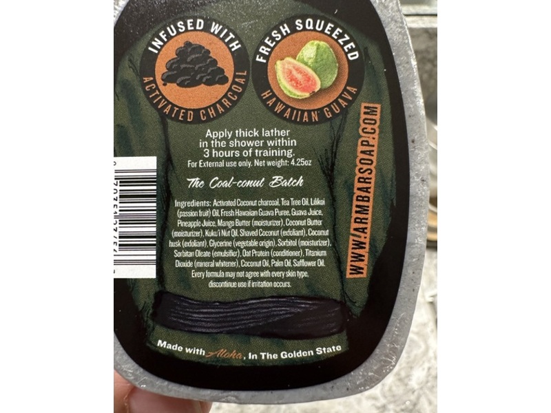 The Arm Bar After Training Soap, The Coal - Conut Batch, 4.25 oz