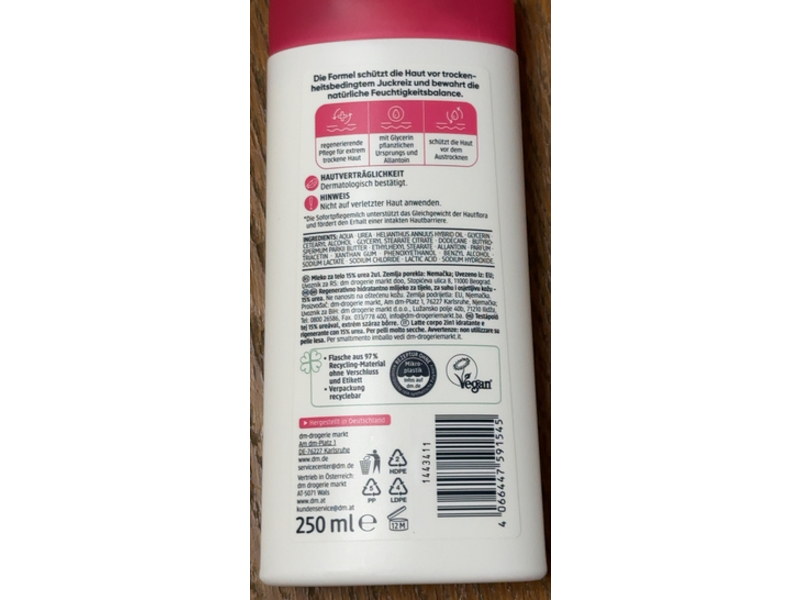 Balea Med 2 In 1 Immediate Care Milk, 15% urea, 250 ml