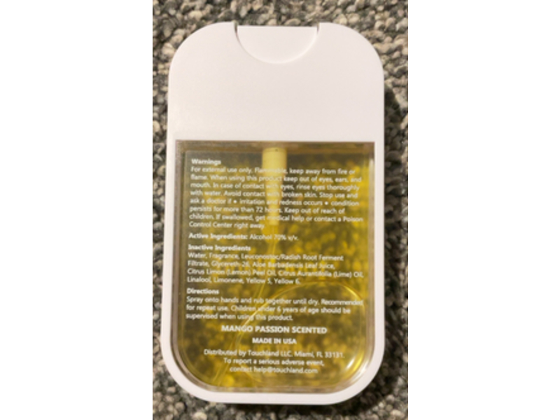 Touchland Power Mist Hydrating Hand Sanitizer, Mango Passion, 1 fl oz/30 mL