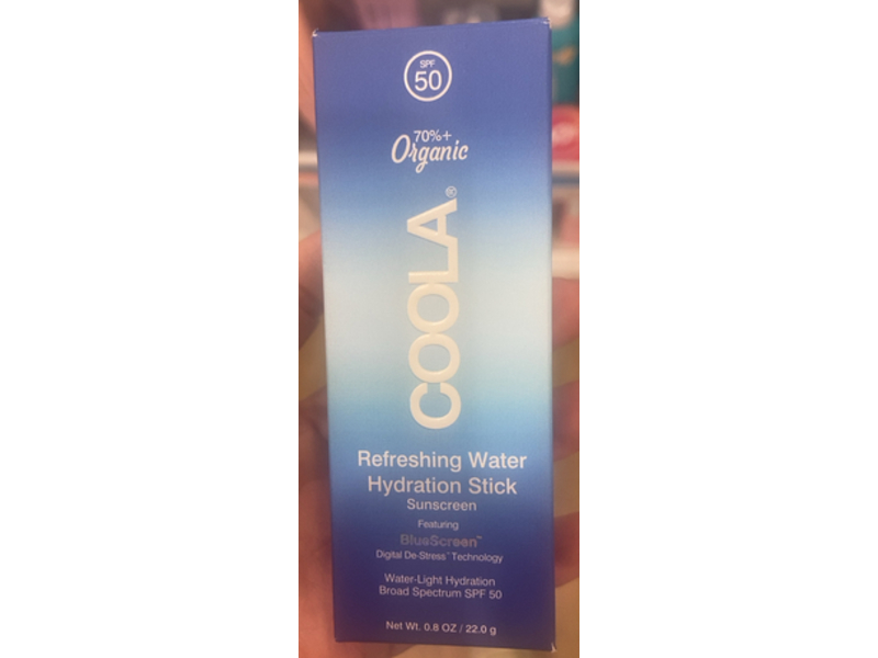 Coola Refreshing Water Hydration Sunscreen Stick, Bluescreen, SPF 50, 0.8 oz/22.0 g
