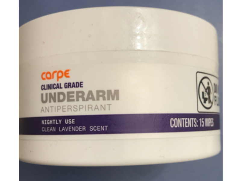 Carpe Underarm Antiperspirant Wipes, Lavender Scent, 15 Counts