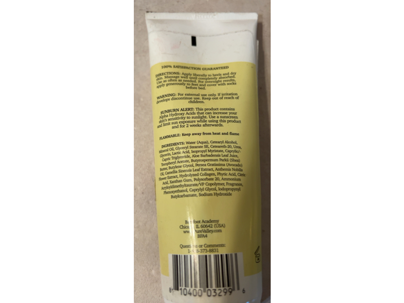Barefoot Academy Cracked Heel Rough Spot Cream, Lactic Acid, Avocado Oil & Shea Butter, 8 fl oz/237 mL