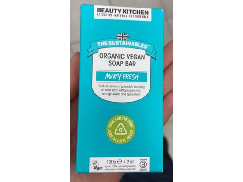 Beauty Kitchen The Sustainables Organic Vegan Soap Bar, Minty Fresh, 4.2 oz/120 g