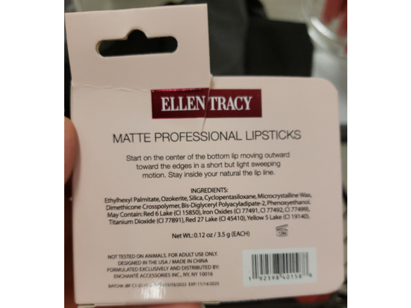 Ellen Tracy Matte Professional Lipstick Duo, Guava, Cabernet, 0.12 oz/3.5 g