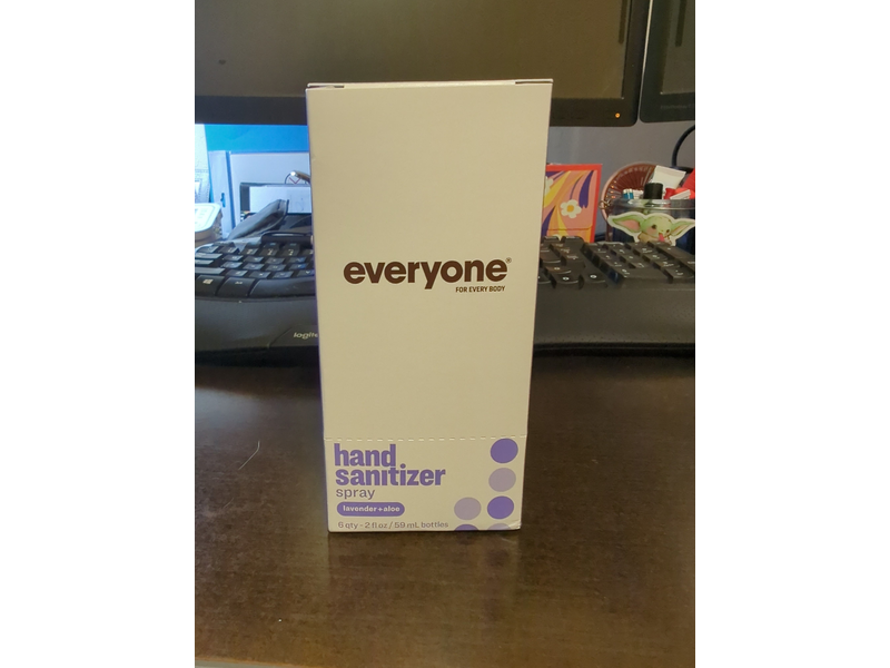 Everyone Hand Sanitizer Spray, Lavender + Aloe, 2 fl oz/60 mL, Pack Of 6