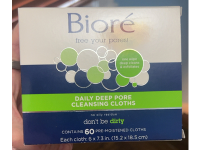 Biore Daily Make Up Removing Pre Moistened Cloths, 60 Count