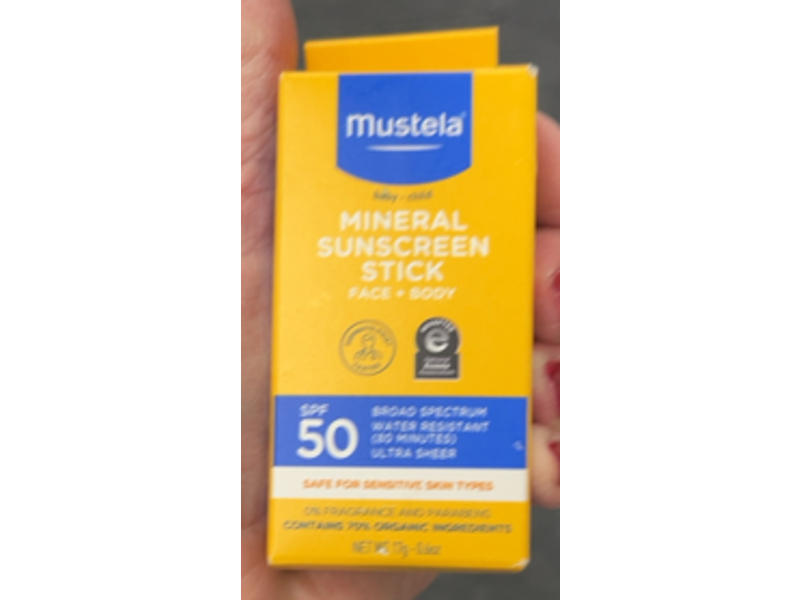 Mustela Baby-Child Face + Body Mineral Sunscreen Stick, SPF 50, 0.6 oz/17 g