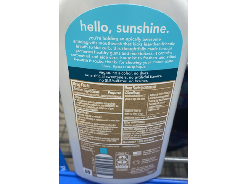 Hello Peace Out Antiplaque Mouthwash, Natural Mint, 16 fl oz/473 mL