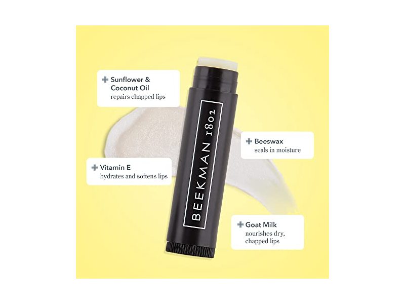 Beekman 1802 Lip Balm, Pure, 0.15 oz, Pack of 3