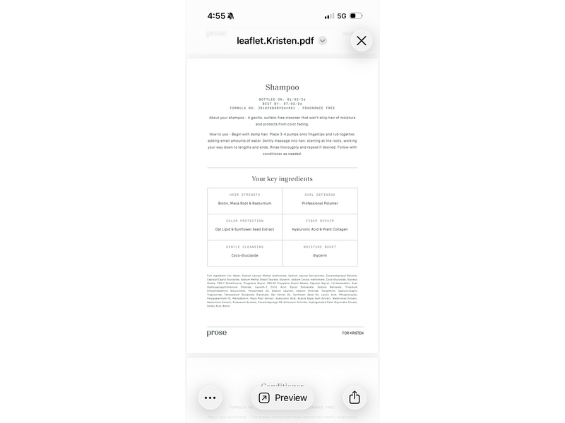 Prose Custom Shampoo, Fragrance free