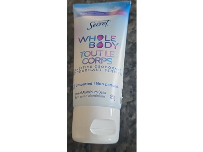 Secret Whole Body Sensitive Deodorant, Unscented, 3 oz/85 g