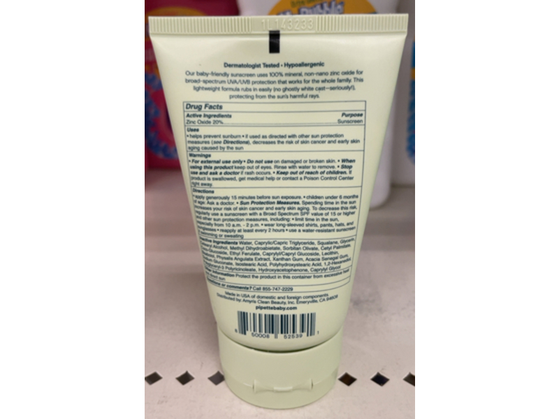 Pipette Mineral Sunscreen , SPF 50, 4 fl oz/120 mL