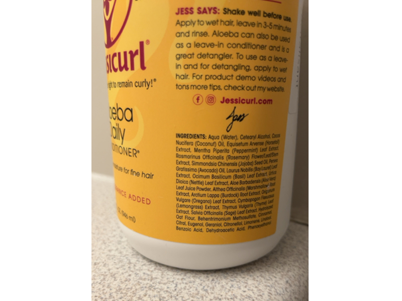 JessiCurl Aloeba Daily Conditioner, 32 fl oz/946 mL
