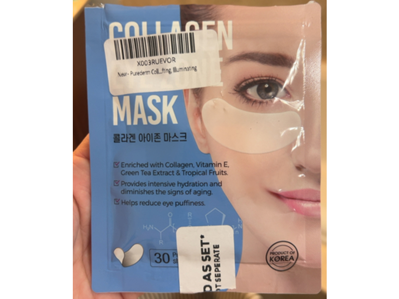Purederm Collagen Eye Sheet Eye Mask, Green Tea,30 Count