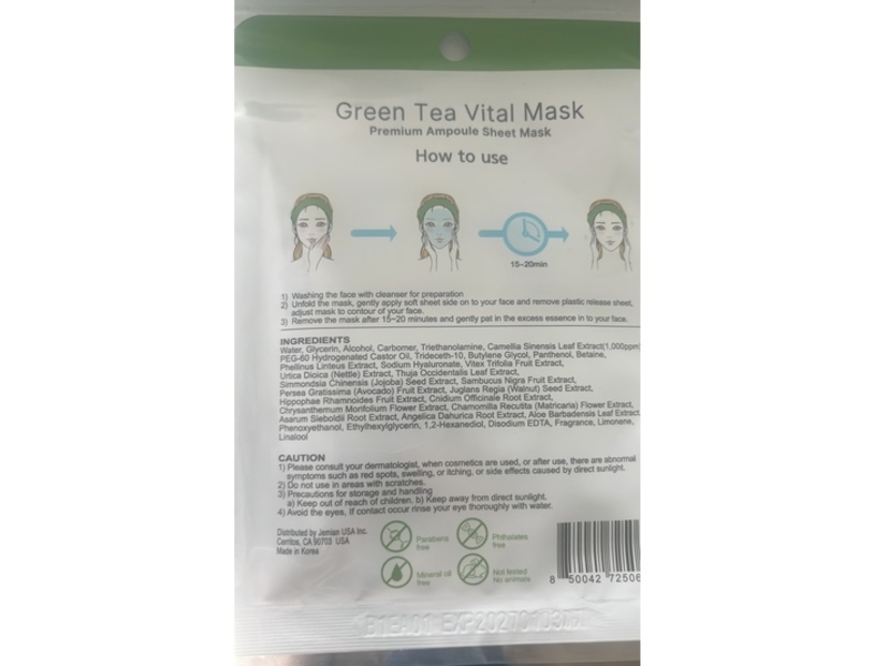Orange Roses Green Tea Ampoule Sheet Mask, 0.78 fl oz/23 mL