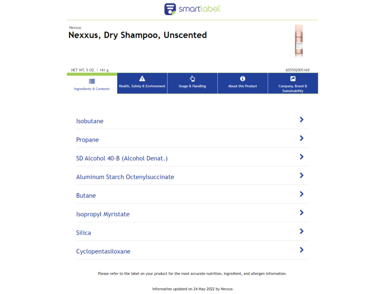 Nexxus Refreshing Dry Shampoo, Unscented, 5 oz/141 g