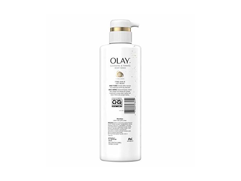Olay Cleansing & Firming Body Wash, Vitamin B & Collagen, 17.9 fl oz / 530 ml.