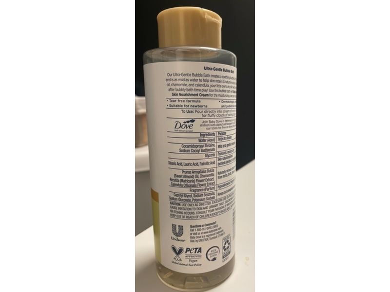 Baby Dove Sensitive Skin Care Ultra Gentle Bubble Bath, Melanin Rich Skin Nourishment, 16 fl oz/475 mL