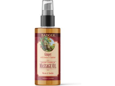 Badger Ginger Deep Tissue Massage Oil, Arnica & Cayenne, 4 fl oz/118 mL