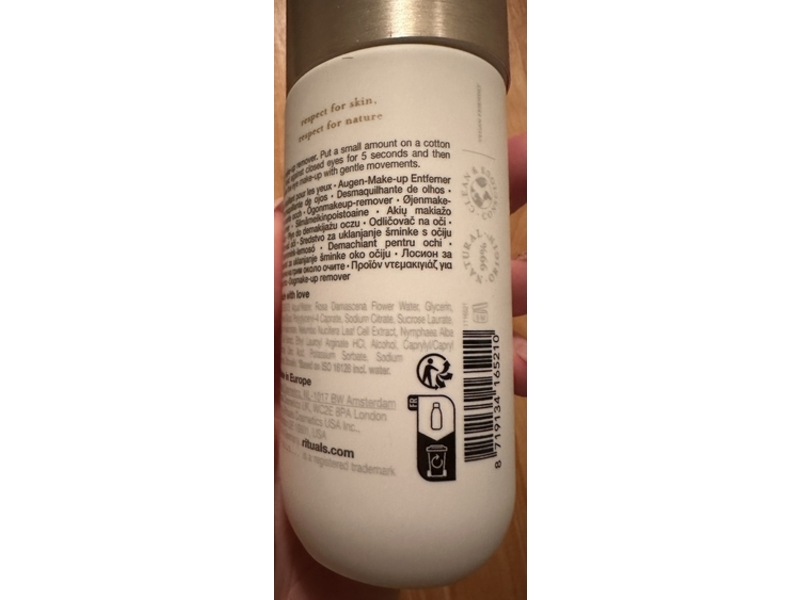 The Ritual of Namaste Purify Eye Make-Up Remover, Rose Water & Holy Lotus, 5.0 fl oz/150 mL