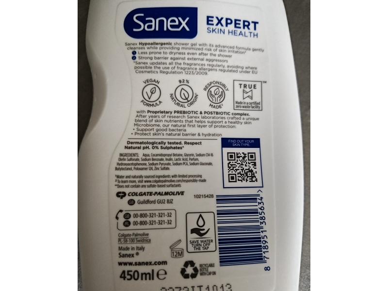 Sanex Expert Skin Health Gentle Shower Gel, 450 mL